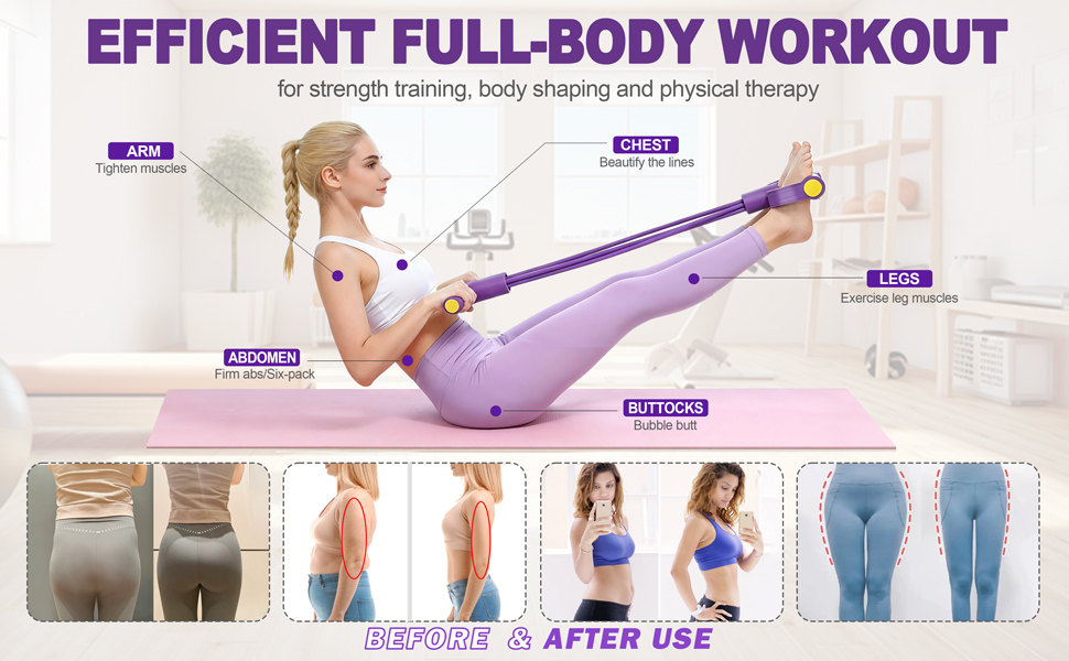 figure 8 six tube pilates bar kit with resistance foot pedal stretcher bands with handles legs press