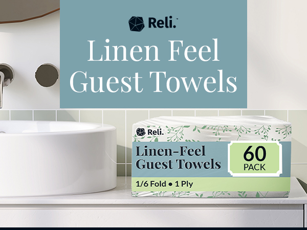 60 Pack of Linen Feel Guest Towels absorbent soft 1/6 fold 1 ply napkins dinner party banquet white