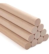 ONUPGO 10 PCS Dowel Rods Wood Sticks Wooden Dowel Rods - 3/4" X 12" Unfinished Hardwood Sticks fo...