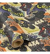 RUSPEPA Monster Truck Wrapping Paper for Kids Boys, Mini Roll, Cool 4X4 Off-Road Racing and Graff...
