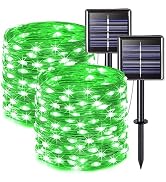 JMEXSUSS 2 Pack Green Solar Halloween Lights, Total 66ft 200 LED Green Solar Lights Outdoor, Wate...