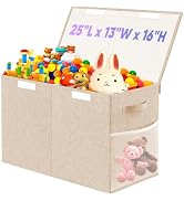 Large Toy Storage Box with Lid Divider, Sturdy Collapsible Toys Organizer Chest Kids Storage Bins...