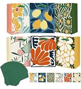 qiqee 7.9"x4.3"x9.6" 6PCS Clash Flowers Paper Gift Bags with Tissue Paper Handles Medium Size Bag...