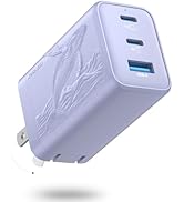 65W USB C GaN Charger,Dual USB-C & USB-A Fast Charger Block, USBC Wall Charger Compatible with Ga...