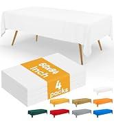 Smiry Disposable Table Cloth - 4 Pack, 60 x 84 Inch Waterproof Rectangle Tablecloths for Parties,...