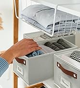 DECOMOMO Closet Storage Bins | Storage Baskets for Shelves with Label Holder Linen Closet Organiz...