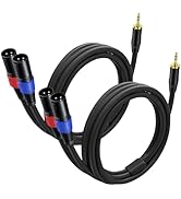 2Pack 3.5mm TRS to 2 XLR Cable 6.6 FT for Microphone, Smartphone, Tablet, Laptop, Unbalanced 1/8 ...