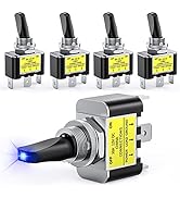 Nilight 5PCS LED Toggle Switch ON Off 12V 30A Blue LED Lighted Metal Switch Heavy Duty SPST 3 Pin...