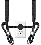 Twin Extension Cord Power Strip -12 FT Double Extension Cord - 6 Feet on Each Side, Flat Head (Wa...