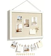 DOLLAR BOSS Bulletin Boards with Linen 1-Pack 16''X 12'' Double-Sided Cork Board for Walls Wood F...