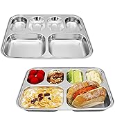 Korean Stainless Steel Divided Plates for Kids, Adults, Students, Premium 304, Electro-Polished, ...