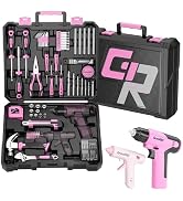 GRENPRO Pink Tool Set Drill Set, 188PCS Tool Kit For Home with Pink Cordless Drill Power, Hand To...