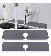 PoYang 2 Pack Faucet Mat for Kitchen Sink Splash Guard Long: Super Absorbent Microfiber Sink Wate...