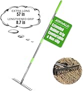 Joyhalo Garden Rake, 14 Tines Rakes for Gardening, Adjustable Length from 30.5 to 57 Inch Bow Rak...