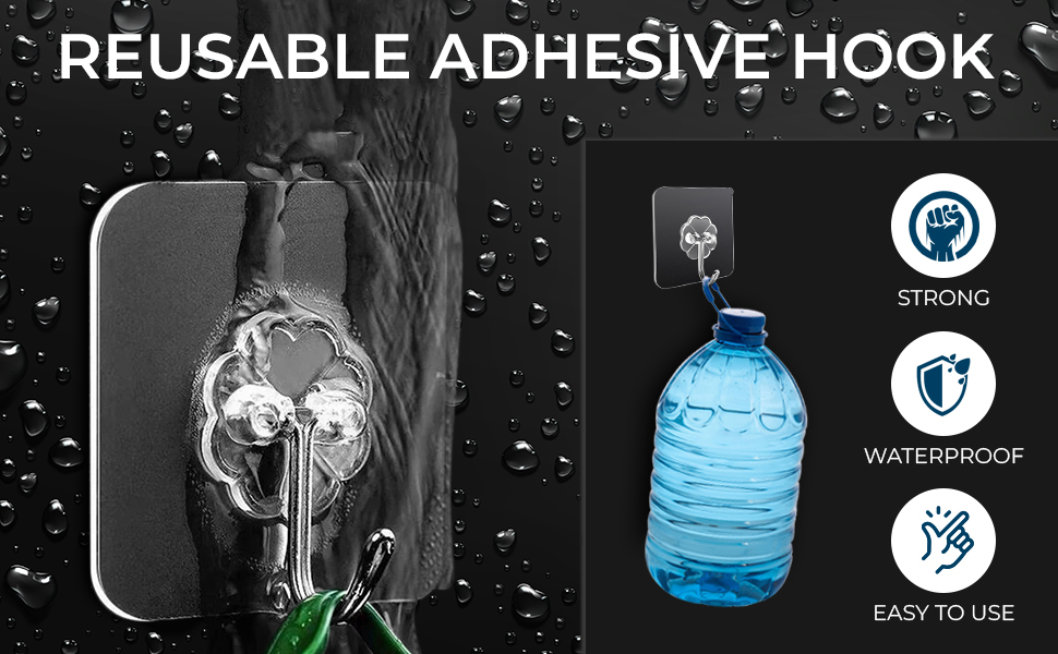 sticky stick on hooks for hanging heavy duty shower clear adhesive wall strong no damage