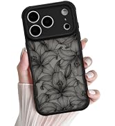XIZYO for iPhone 17 Pro Max Case Cute Floral, Lily Flower/Black | Girly Women Flowers Aesthetic P...