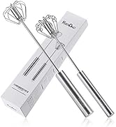 KSENDALO Push Whisk Set(12inch & 14inch) Stainless Steel Easy Whisk for Mixing Milk and Other Liq...
