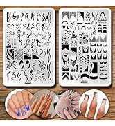 Swirl French Line Nail Stamping Plates French Tip Nail Stamp Plate Geometric Wave Stripes Snake F...