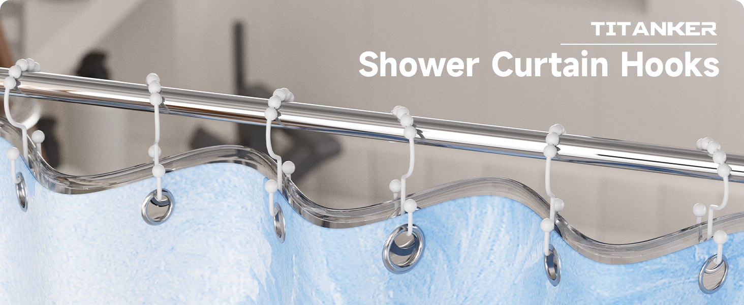 white shower hooks