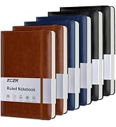 ZCZN 6 Pack Lined Journal Notebooks, 192 Pages A5 Hardcover Leather Journals for Work,Writing,Sch...
