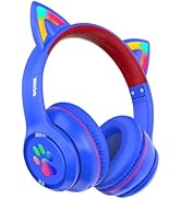 MIDOLA Kids Headphones Cat Ear Wireless Bluetooth 5.3 60H Over Ear, 8H with Led Light Foldable He...