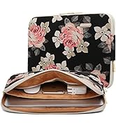kayond Black Rose Patten Canvas Water-Resistant 17 Inch Laptop Sleeve