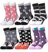 SDBING 6 Pairs Kids Fuzzy Socks Toddler Non Slip Socks Boys Girls Soft Fluffy Winter Warm Slipper...