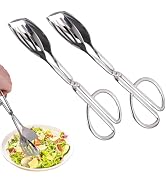 Velicber 2 Pcs Serving Tongs, 10 Inch Buffet Tongs, Stainless Steel Kitchen Tong with Comfort Gri...