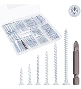 KURUI Wood Screws Assortment Kit, Flat Head Screws Set for Wood Drywall, 190 Pcs PosiDriv Sheetro...