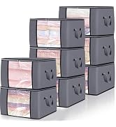 90L Large Blanket Storage Bags, 8 Pack Clothes Storage Bag Comforter Storage Bin with Reinforced ...