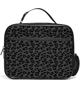 Black Leopard Lunch Box for Women, Insulated Reusable Leopard Lunch Bag with Water Bottle Holder ...