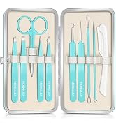 Tweezers for Women Facial Hair, 10 in 1 Pimple Popper Tool Kit | Eyebrow Tweezers Kit with Eyebro...