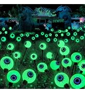 Solar Halloween Decorations Outdoor 6 Pack 36 LED Green Solar Eyeball Light | Newly 3-Tier Design...