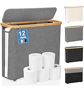 TACGEA Toilet Paper Storage Basket, Toilet Paper Container with Lid, Bathroom Organizer Hold up t...