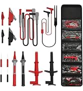15 Pcs Multimeter Test Leads Kit with Alligator Clips,Test Hook,Test Probe,Tweezer CAT III 1000V ...
