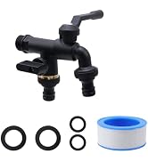 Antrader Black Double Taps Water Faucet,1/2" Pure Copper Frost Proof Outside Spigot Replacement,2...