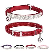 BINGPET Diamond Cat Collar,Adjustable Soft Velvet Leather Safe Kitten Collar with Shiny Rhineston...