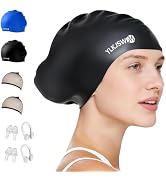 Large Silicone Swim Cap Durable Silicone Waterproof Construction with Ultra-Elastic Design Effect...