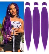 Gozill Braiding Hair Pre stretched Purple 30 inch Prestretched Braiding Hair Ez Braid Hypoallerge...