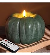 Eywamage Green Pumpkin Flameless Candle with Remote, Battery Operated LED Decorative Candle Real ...