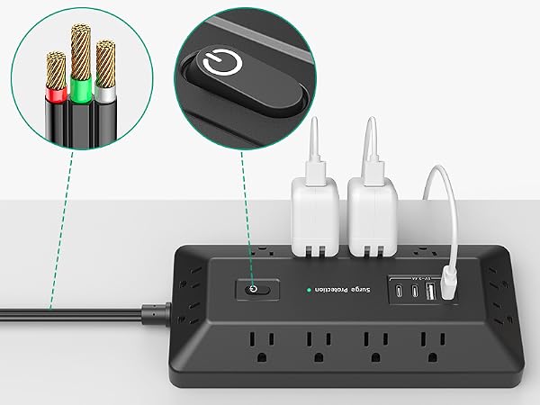Desk Surge Protector Power Strip