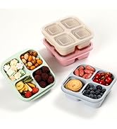 BE OVER QUALITY 4 Pack Bento Box, 4 Compartment Lunchable Snack Containers with Lids for Meal Pre...