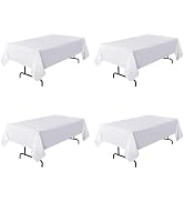 PLOYMONO 4 Pack White Tablecloths 90 x 156 Inch for 8 Foot Rectangle Tables - 8FT Rectangular Bul...