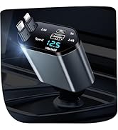 YAOKEEP 120W Fast Charging Retractable Car Charger 4 in 1, 180°Rotation Car Phone Charger with 31...