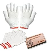 BBQ Grill Heat Resistant Cotton Glove Liners - 3 Pairs Thick Knit Barbeque Hand Liners for use wi...