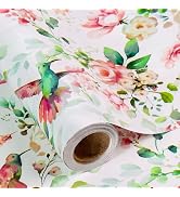 Yarcony Gift Wrapping Paper Roll - 17 Inch X 33 Feet - Romantic Pink Flower and Birds Design Girl...