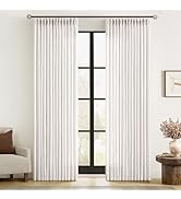 MIULEE Pinch Pleated Thick Linen Curtains 90 Inches Long 2 Panels for Living Room Bedroom, Linen ...
