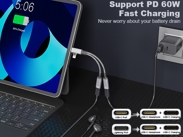 usb c y splitter for headphone and charging usb c to dual usb c headphone and charger adapter