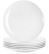 Peohud 6 Pack Melamine Dinner Plates, 11 Inches White Melamine Plates, Flat Bottom Dinnerware Dis...