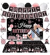 Retirement Party Decoration Kit for Women Black Rose Gold Classy Retire Party Decorations Happy R...